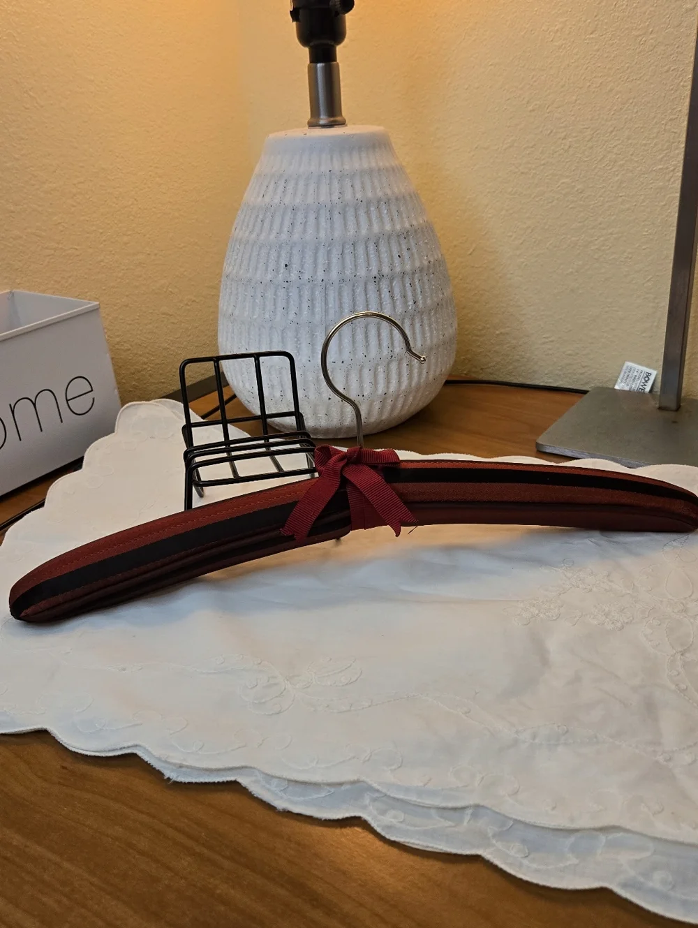 Velvet Padded Suit Hanger with Bow - Burgundy Vintage Cottagecore Feminine